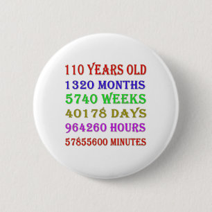 110th Birthday Milestones 6 Cm Round Badge