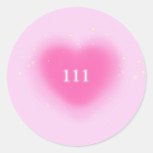 111 Pretty Pink Heart Aesthetic Angel Number    Classic Round Sticker