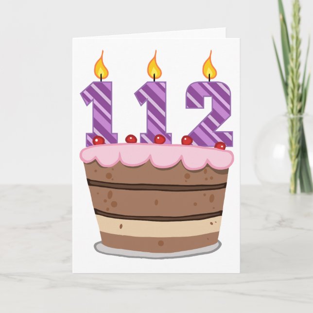112 Age on Birthday Cake Card (Front)
