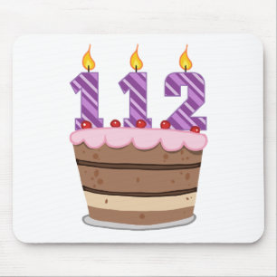 112 Age on Birthday Cake Mouse Mat