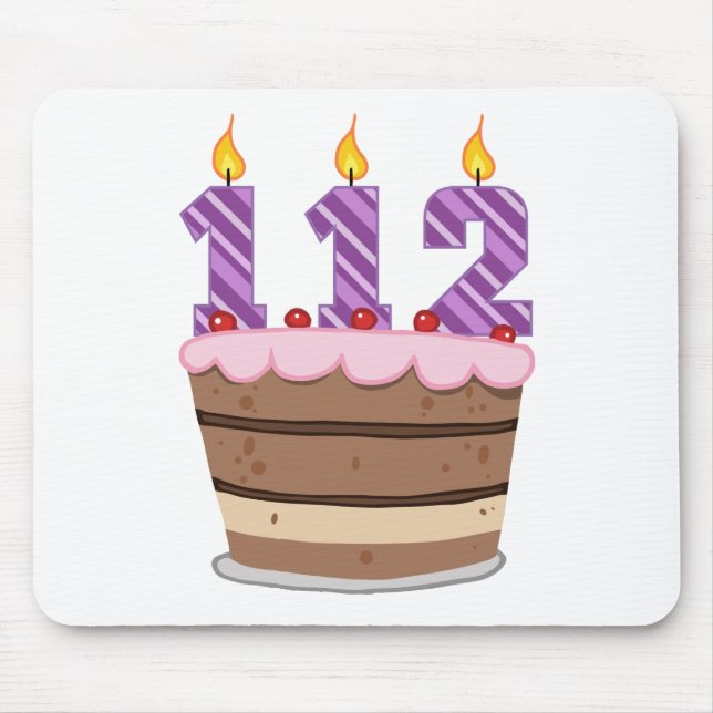 112 Age on Birthday Cake Mouse Mat (Front)