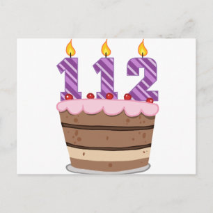 112 Age on Birthday Cake Postcard
