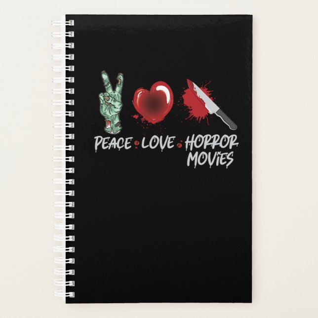 112.Horror Movie Peace Love Horror Movies Knife Zo Planner (Front)