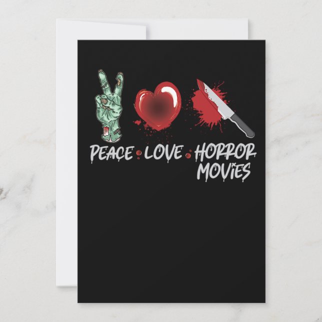 112.Horror Movie Peace Love Horror Movies Knife Zo Save The Date (Front)
