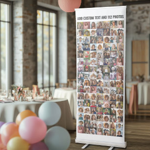 112 Photo Collage - 7 Across 16 Up Pics in Grid Retractable Banner