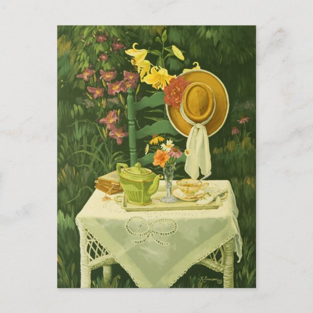 1144 Tea Time in Garden Postcard (Front)
