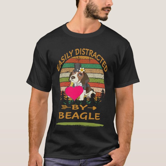 114 Easily Distracted By Beagle T-Shirt (Front)