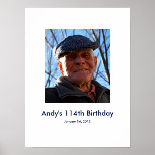 114th Birthday photo custom Sign In Party Board