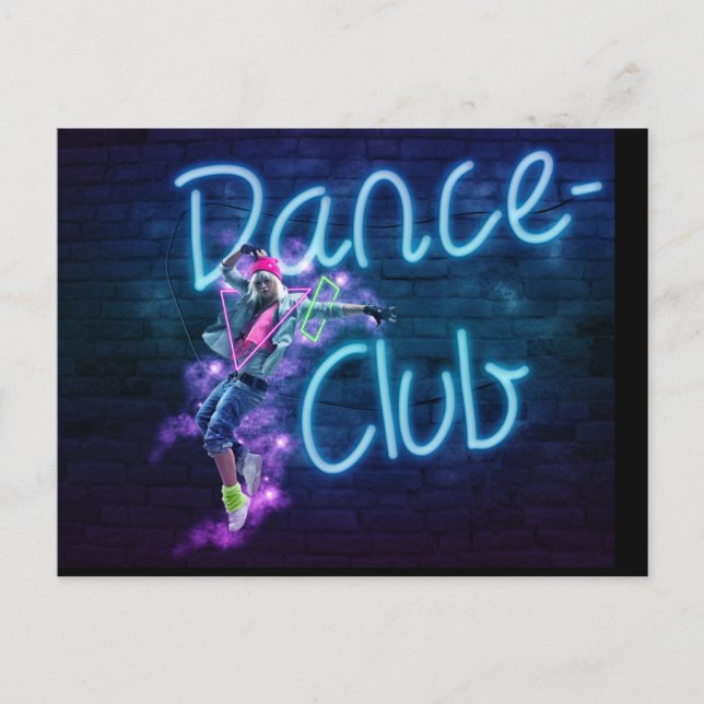 115 NEON DANCE CLUB DIGITAL REALISM GIRL HIPHOP PA POSTCARD (Front)