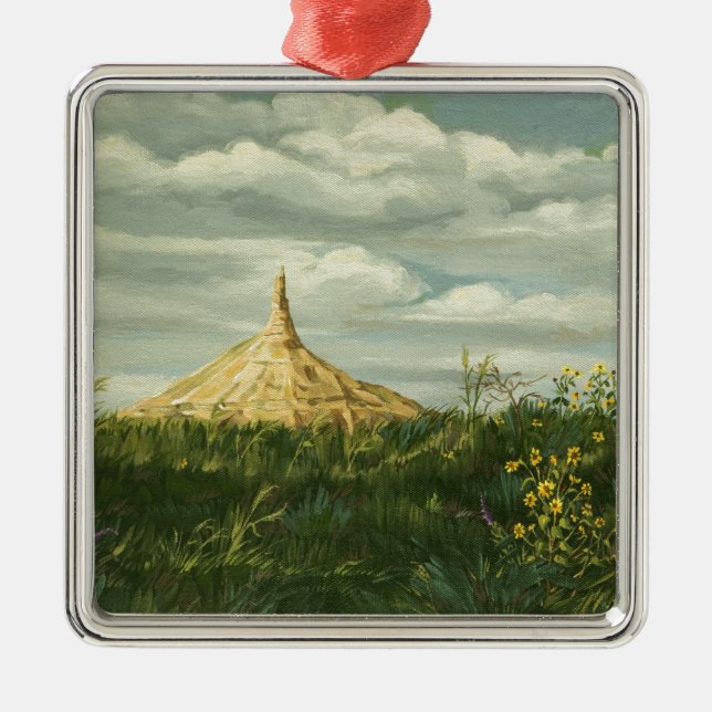 1170 Chimney Rock Landscape Metal Tree Decoration (Front)