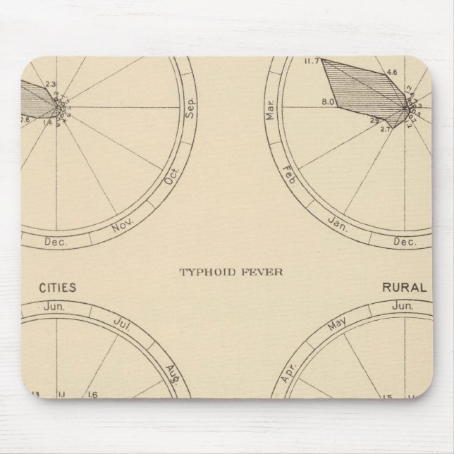 117 Deaths influenza, typhoid fever 1900, 1890 Mouse Mat (Front)