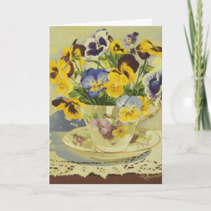 1187 Pansies in Teacup Mother's Day Card