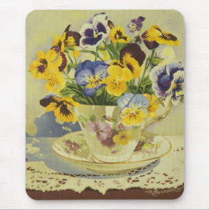 1187 Pansies in Teacup Mouse Mat