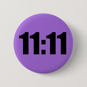 11:11 Lucky Time Digital Clock Purple 6 Cm Round Badge