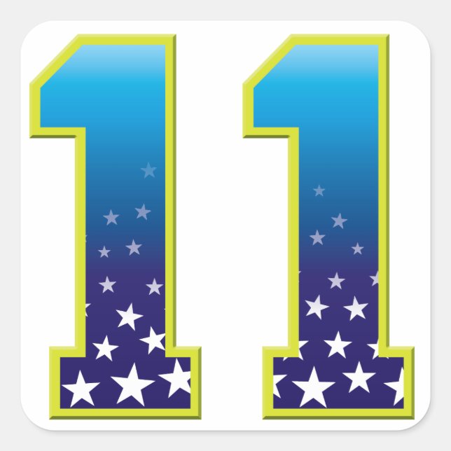 11 Age Star Square Sticker (Front)