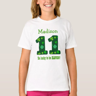 11 Birthday Girl Shamrock Number Custom Name V10C T-Shirt