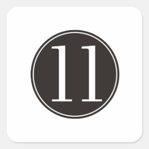 #11 Black Circle (front) Square Sticker