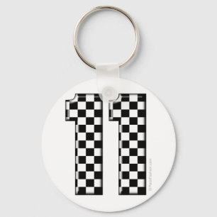 11 chequered auto racing number key ring