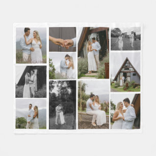 11 Custom Unique Photo Collage Minimalistic Fleece Blanket