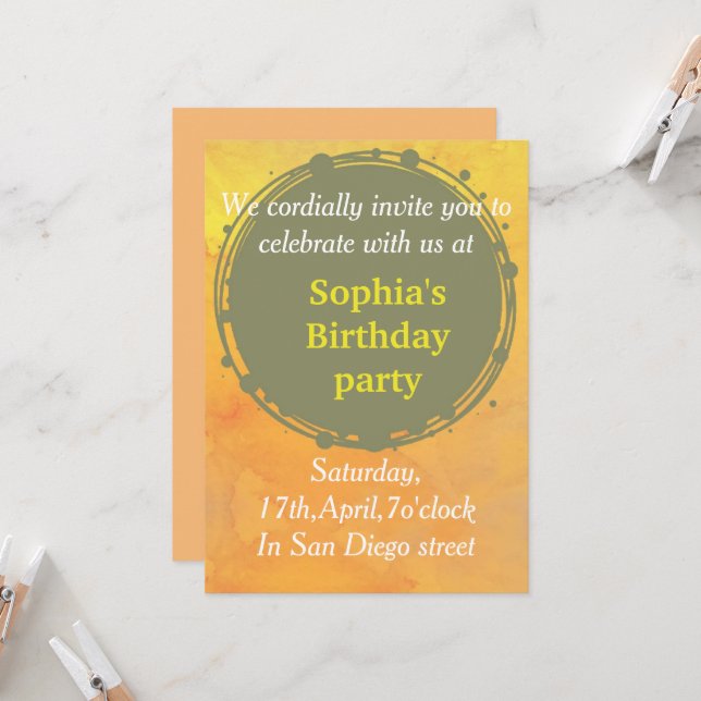 11 golden birthday invitation (Front/Back In Situ)