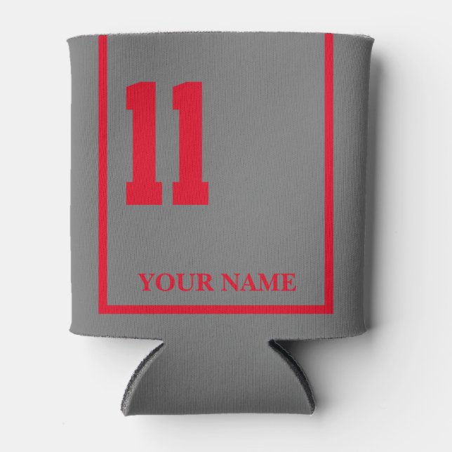 11 Grey with Red Horse Saddle Blanket Custom Can Cooler (Front)