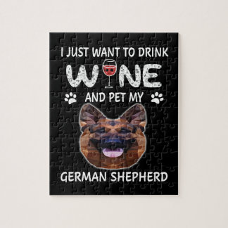 11 I just Want to Drink Wine And Pet My German She Jigsaw Puzzle