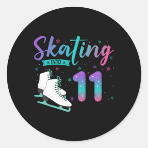 11 Ice Skating Into 11Th Classic Round Sticker