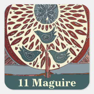 11 Maguire Abstract Blue Birds Square Sticker