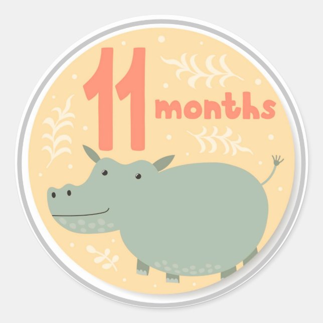 11 Month Baby Milestone Classic Round Sticker (Front)