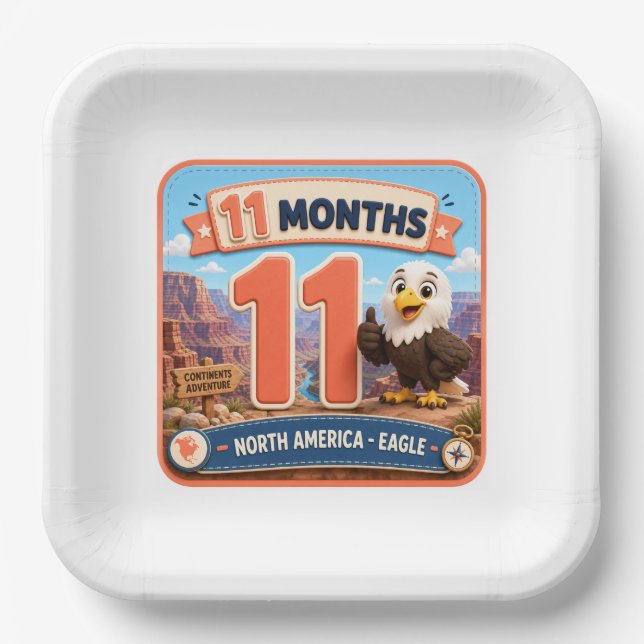 11 Months Baby Milestone Explorer Paper Plate (Front)