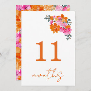 11 Months Old Pink & Orange Baby Milestone Card