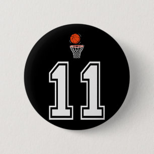11 Number Basketball Style Vintage White Premium 6 Cm Round Badge