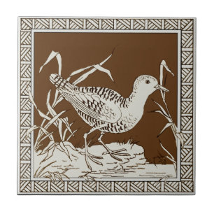 #11 of 12 Repro 1880s Minton Mocha Bird Series Tile