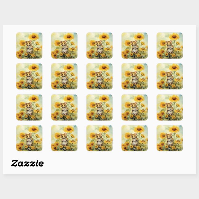 11 of 17 Sunflower Garden Miceville Square Sticker (Sheet)