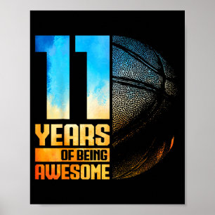 11 Old 11th Basketball Player Years Basketball Hum Poster