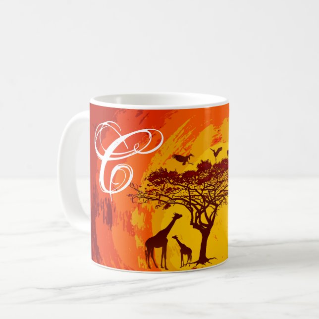 11 Oz. Coffee Mug African Safari Giraffe Sunse (Front Left)