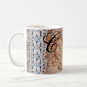 11 Oz. Coffee Mug country barn wood lace trim Edge