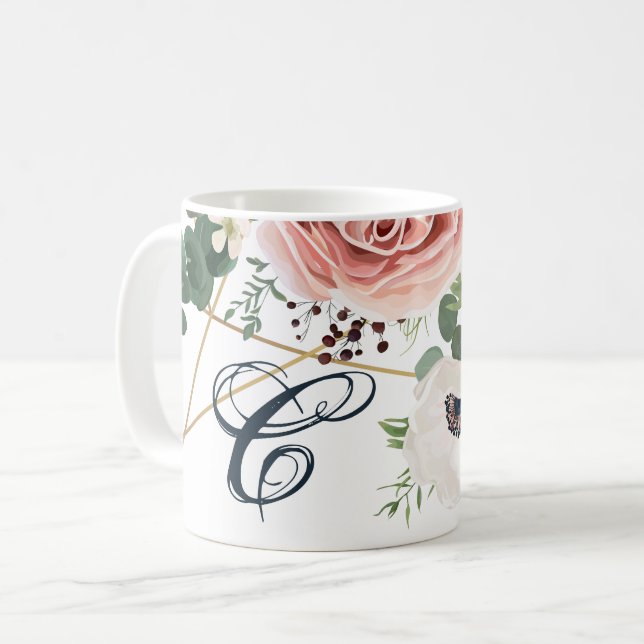 11 Oz. Coffee Mug Geometric Garden Rose Anemone (Front Left)