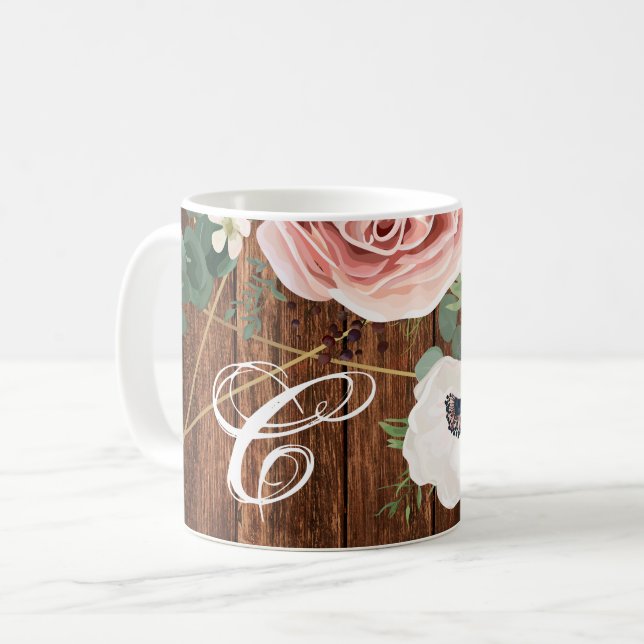 11 Oz. Coffee Mug Geometric Garden Rose Barn Wood (Front Left)
