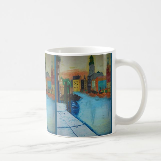 11 oz Mug with Fine Art Decor Hamburg Fleet (Right)
