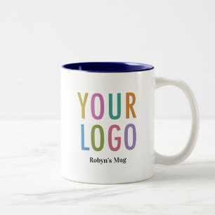 11 oz Navy Blue Inner Coffee Mug Name Company Logo
