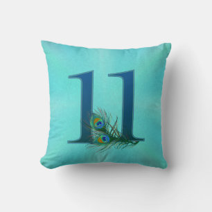 11 Peacock Feather Anniversary Elegant Cushion