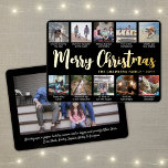 11 Photo Black Merry Christmas Modern Collage Foil Holiday Card<br><div class="desc">Send stylish joyful greetings and share 11 of your favourite pictures with a custom photo collage black, white and gold foil holiday card. All text on this template is simple to personalise to include any wording, such as Merry Christmas, Happy Holidays, Seasons Greetings, New Year Cheers etc. (IMAGE PLACEMENT TIP:...</div>