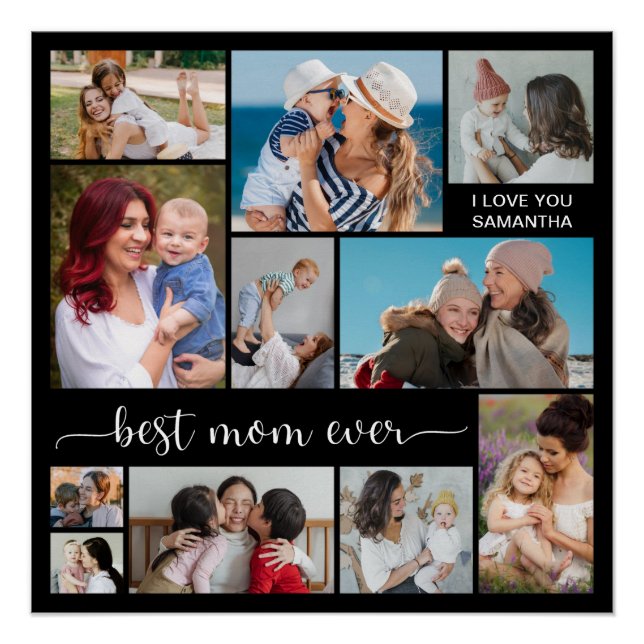 11 Photo Collage Best Mum Ever Glossy Poster (Front)