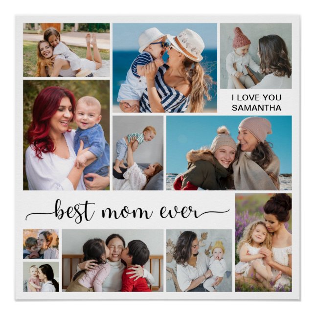 11 Photo Collage Best Mum Ever Glossy Poster (Front)