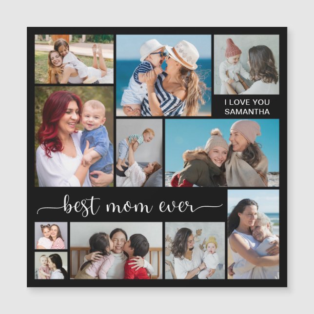 11 Photo Collage Best Mum Ever Magnetic Card (Front)