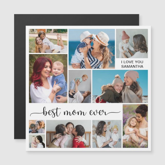 11 Photo Collage Best Mum Ever Magnetic Card (Front/Back)