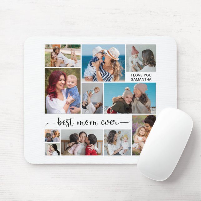11 Photo Collage Best Mum Ever Mouse Mat (With Mouse)