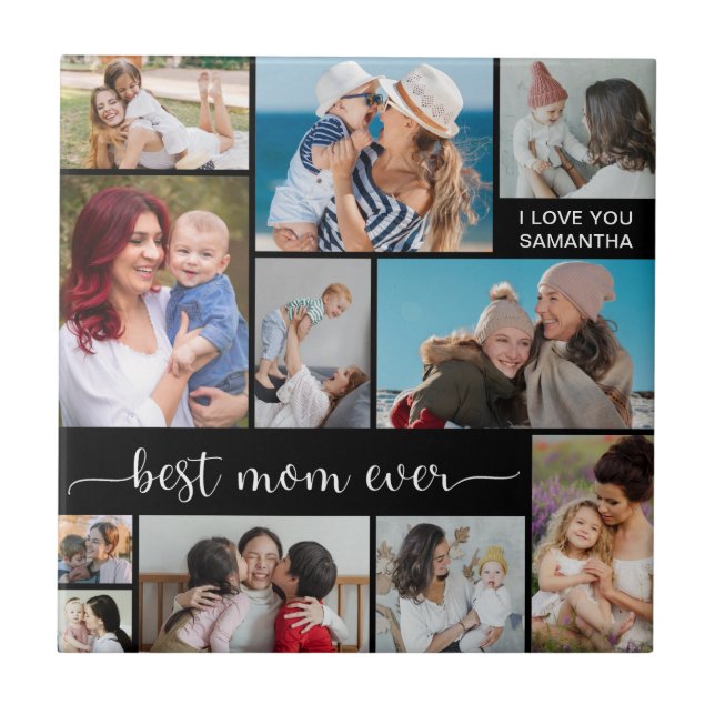   11 Photo Collage Best Mum Ever  Tile (Front)