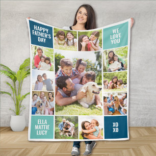 11 Photo Collage Father's Day Fleece Blanket